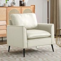 sillon individual blanco de piel sintetica resistente estilo nordico retro minimalista y lujoso ideal para sala balcon o dormitorio
