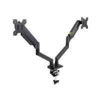 soporte de mesa tooq doble pantalla giro 360 gas ajuste acero negro