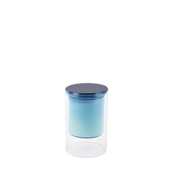 Vela azul con aroma a madera de cedro 7x11.3 cm