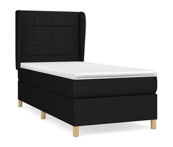 Cama box spring con colchón tela negro 90x200 cm bloques con cuadros