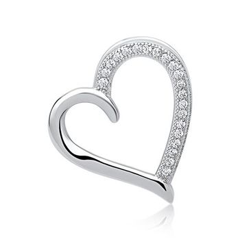 Colgante plata corazón engastado circonitas