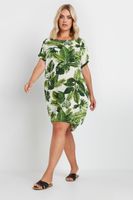 yours vestido fresco corto de hojas verdes tropicales mujer curvy y tallas grandes yours