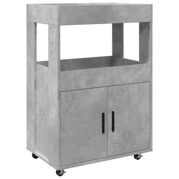 Carrito De Bar Madera De Ingeniería Gris Hormigón 60x39,5x89 Cm Vidaxl