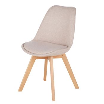 Silla de tela reciclada beige y patas de haya