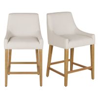 lote de 2 taburetes de bar en tejido beige y madera de abedul