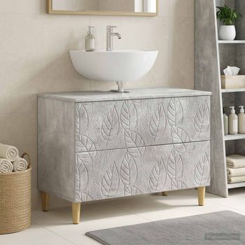 Vidaxl Mueble De Lavabo Para Baño Delft Gris Hormigón 82 X 41 X 59 Cm