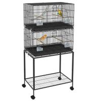 pawhut jaula para pajaros doble apilable 77x46x16445 cm con ruedas negro