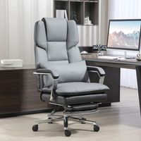 silla de oficina ergonomica gris respaldo reclinable hasta 160 y reposapies