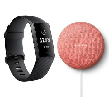 FITBIT Charge 3 & Google Coral Nest Mini (2nd Gen) - Black & Graphite, Universal, Coral