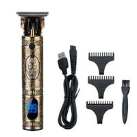 recortador perfilador para pelo y barba jm-700al diseno vintage con cuerpo completamente metalico peines de 1 a 3mm y juego de accesorios bateria recargable 4x35x15 cm color bronce