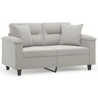 sofa de 2 plazas  sofa de salon  sofa de descanso con cojines tela microfibra gris claro 120 cm