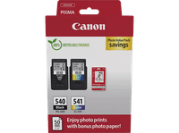 cartucho de tinta - canon pg-540cl-541 8 ml 180 paginas por cartucho 50 hojas papel fotografico satinado negro color cian magenta amarillo