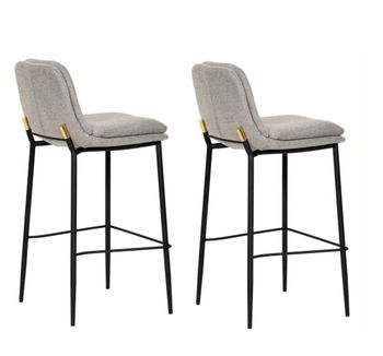 2 taburetes de bar en tejido gris claro