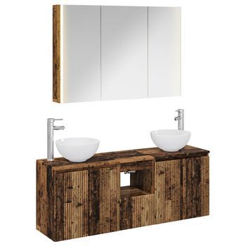 Juego De Muebles De Baño 4 Pcs Madera Envejecida Vidaxl