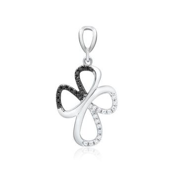 14 quilates colgante de oro blanco con 3 diamantes 0,1 ct.