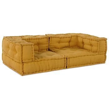 Sofá Modular De 2 Plazas De Tela Amarillo 140x70x36 Vidaxl