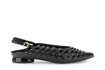 zapato slingback de napa perforada con tachuelas y encaje black 36