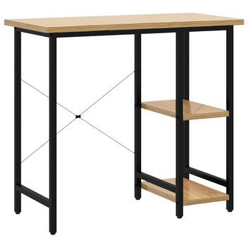 Escritorio Para Ordenador Mdf Metal Negro Roble 80x40x72 Cm