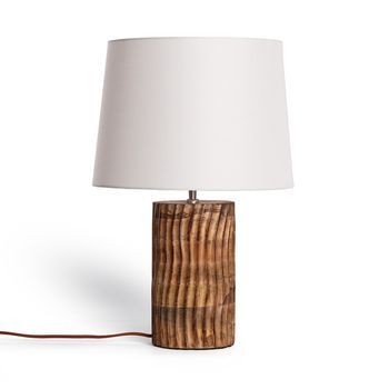 Lámpara De Mesa Madera Shruti Iluzzia Blanco