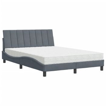 Cama Con Colchón Hanko Terciopelo Gris Oscuro 140x200 Cm Vidaxl