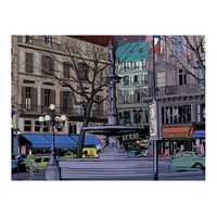 papel pintado 3d - una plaza parisina al anochecer 200x154 cm
