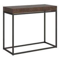 moderna consola extensible de madera oscura con finas patas de metal antracita 45 a 196 cm noro-3 alargaderas finas