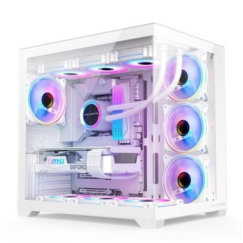 Caja ProGaming Elite Cube Tower Blanca con 7 ventiladores ARGB