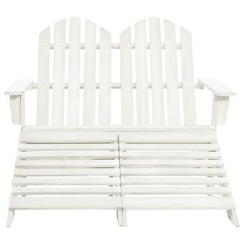 Silla Adirondack De Jardín | Silla De Exterior | Sillón 2 Plazas Madera Maciza Abeto Blanco