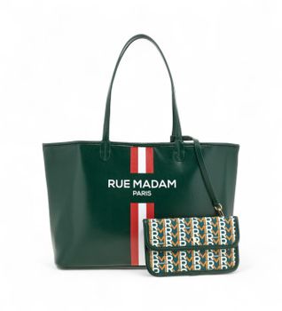 RUE MADAM PARIS para mujer. 1513 Bolso Shopping verde (OSFA), Casual, Poliuretano