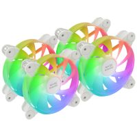 mars gaming mf-4a kit 4x ventiladores 120mm argb rainbow doble conector 5v 3pin blanco