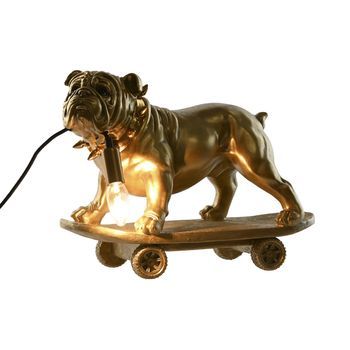 Lampara Sobremesa Resina 45x23x34 Bulldog Dorado
