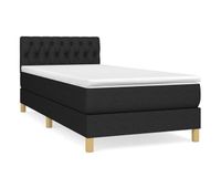 cama box spring con colchon tela negro 90x190 cm diseno de botones
