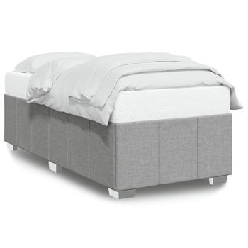 Cama Individual | Cama Para Adulto | Estructura De Cama Sin Colchón Tela Gris Claro 90x200 Cm