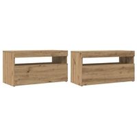 muebles tv con luces led 2 uds madera ingenieria roble artisan