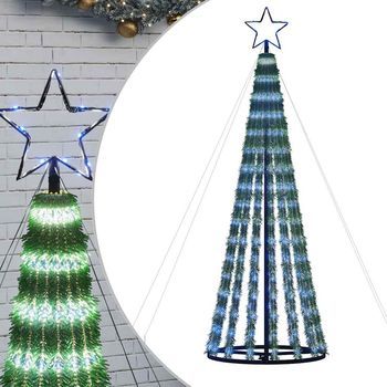 Árbol De Navidad Led 275 Leds Azul 180 Cm Vidaxl