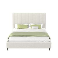 cama de rizo beige 160x200cm con cabecero y somier cambridge