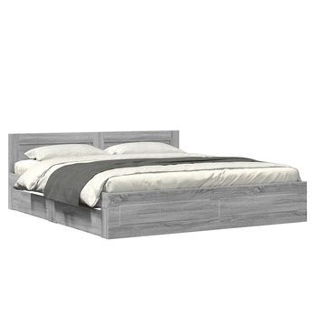 Cama De Matrimonio | Cama De Adulto | Cama Con Cabecero Madera De Ingeniería Gris Sonoma 180x200 Cm
