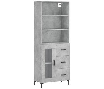 Aparador alto - mueble de almacenamiento madera contrachapada gris hormigón 69,5x34x180 cm es876