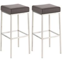 set de 2 taburetes montreal  altura 80 cm simil cuero marron 37x37x80 cm clp