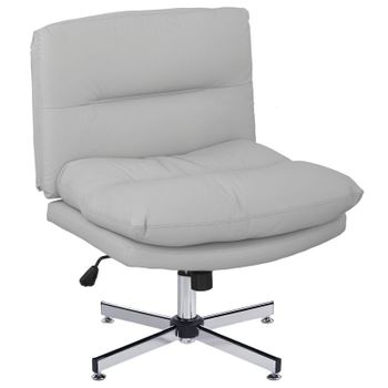 Homcom Silla De Oficina Sin Brazos Con Altura Ajustable Y Base Cruzada Gris