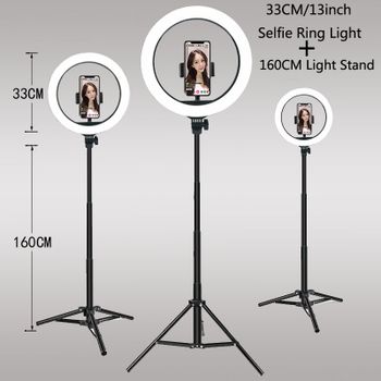 26 33CM luces de vídeo luz regulable Selfie LED anillo de luz USB anillo de iluminación lámpara con trípode soporte para hacer Youtube Ringlight