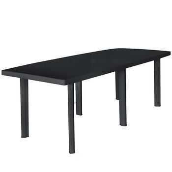 Mesa De Jardín De Plástico Gris Antracita 216x90x72 Cm Vidaxl