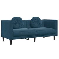 sofa con cojines 2 plazas  sofa de salon  sofa de descanso terciopelo azul