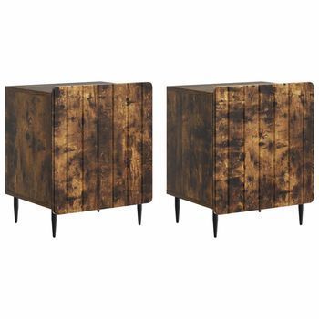 Armario De Noche 2 Uds. Roble Ahumado 43 X 34,5 X 52 Cm Vidaxl