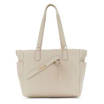 bolso shopping de suave piel ecológica con bolsillo con cremallera y detalles de nudos sand
