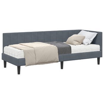 Estructura De Cama Esquina Con Colchón 2 Uds. Gris Terciopelo Vidaxl
