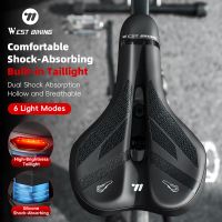 sillin de bicicleta west biking con luz trasera ergonomico hueco transpirable recargable led absorcion de impactos seguridad para ciclismo nocturno