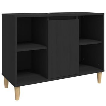 Armario De Almacenamiento | Armario Para Lavabo Madera Contrachapada Negro 80x33x60 Cm