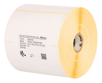 Label Paper 102x76mm Thermal Transfer Z-Perform 1000T Uncoated Permanent Adhesive 25mm Core Perforation