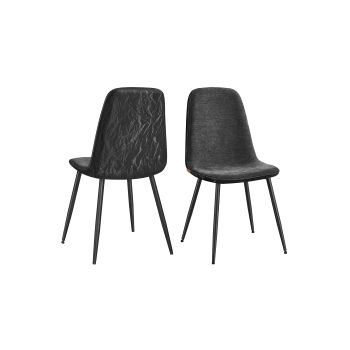 Silla de comedor de chenilla y metal fácil de limpiar para cocina, Gris Pizarra / Juego de 2